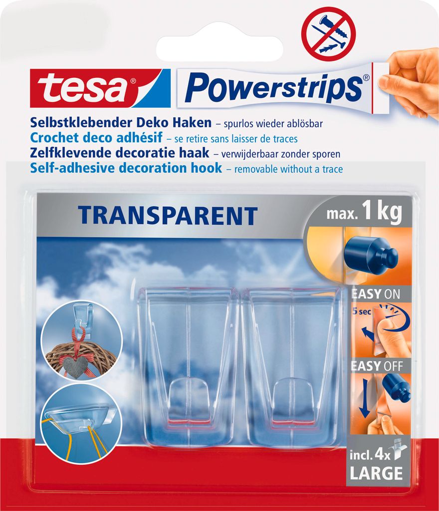 tesa Klebehaken selbstklebend Haken Powerstrips Wandhaken ohne Bohren Klebenagel