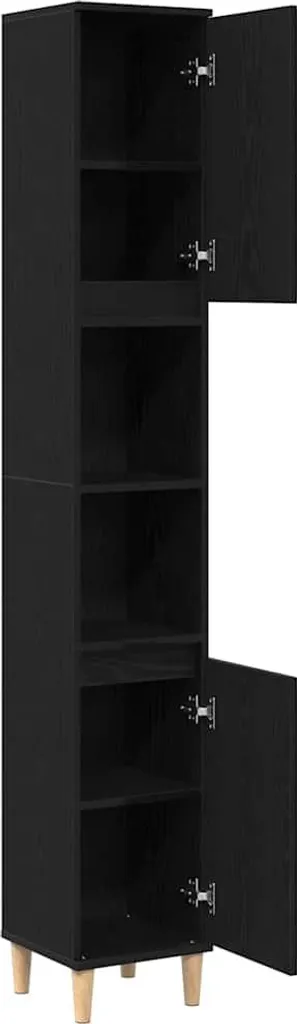 Mobile Bagno Colonna Rovere Nero 30x30x190 cm - Maison Exclusive - 5