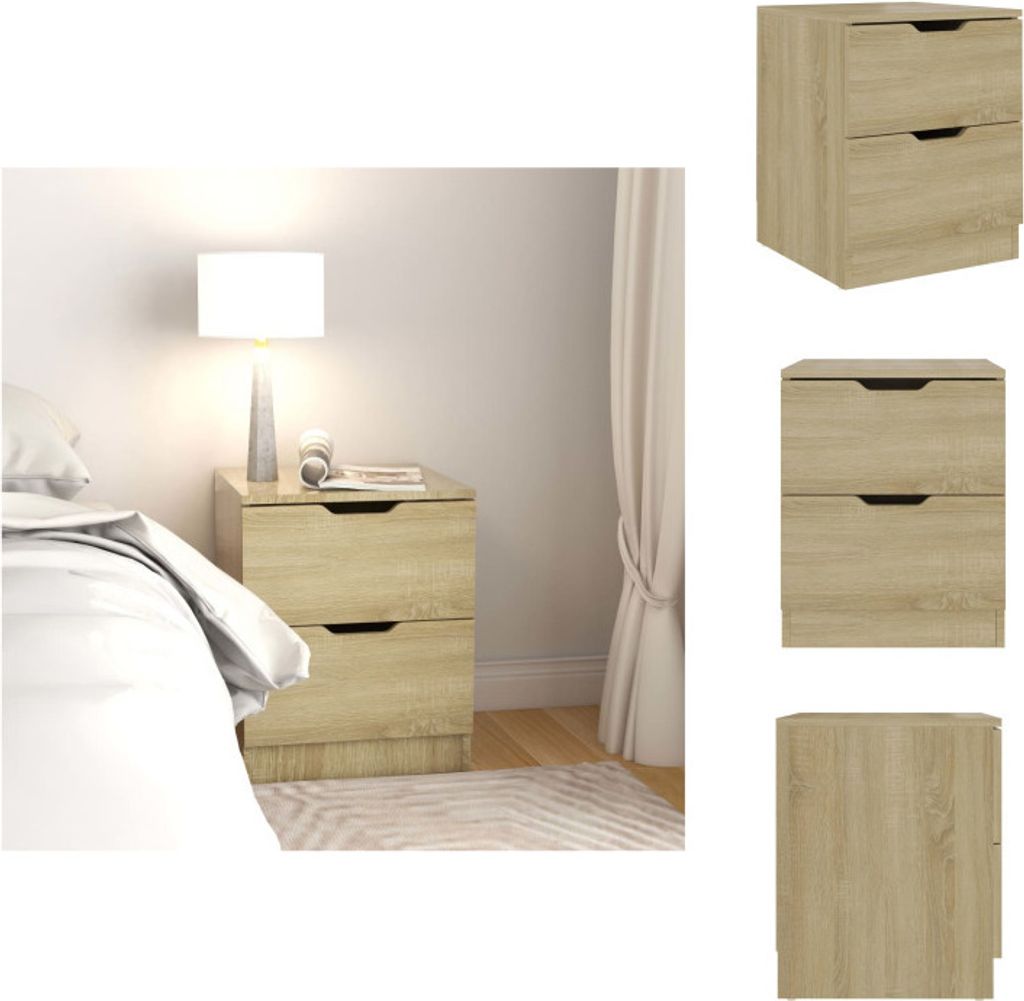 vidaXL Nachttisch Sonoma-Eiche 40x40x50 cm Spanplatte - Nachttische