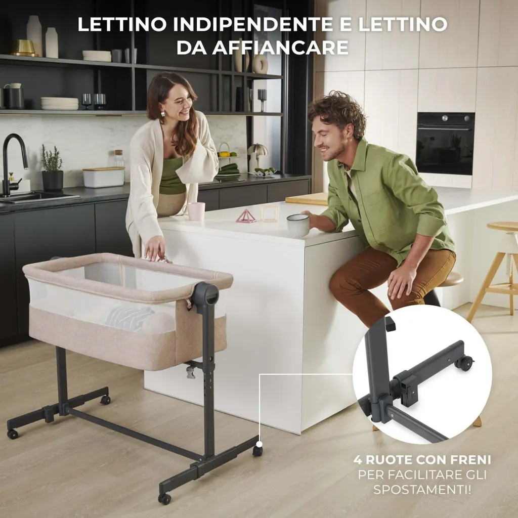 Kinderkraft Nestee Up2 Gris Clair Lit à Barreaux et Cododo Bébé 2 en 1