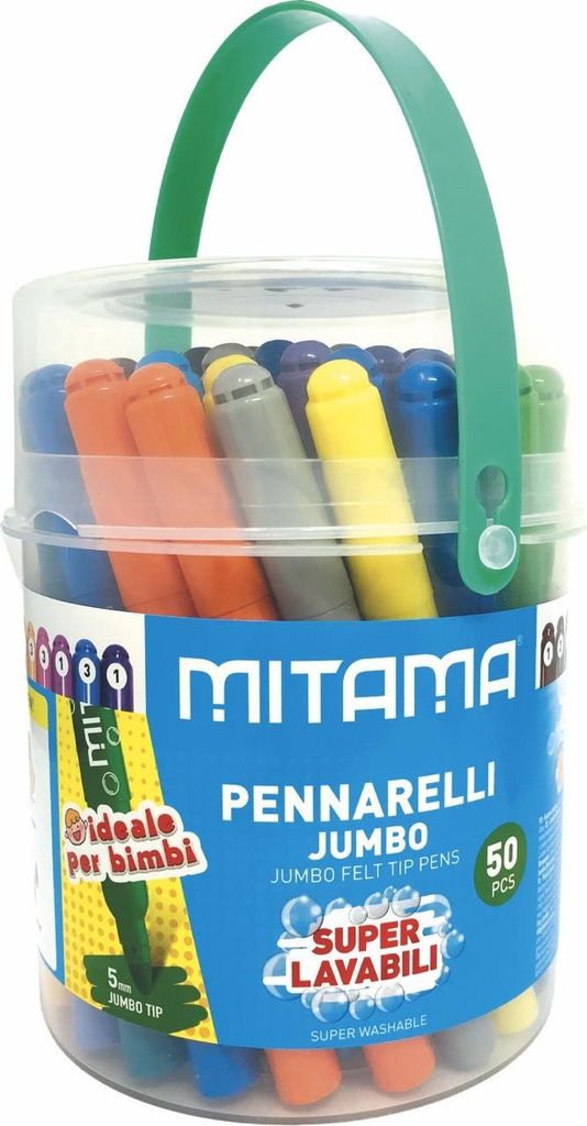 JUMBO Marker, Set, 50 Stück, abwaschbar, 5 mm, rund, MITAMA 62875