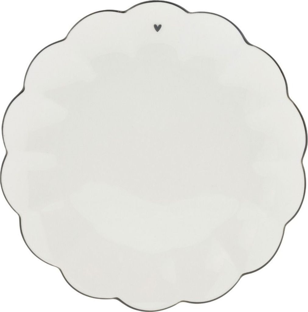 Kuchenteller RUFFLE HEART mit schwarzem Herz D. 19cm Bastion Collections