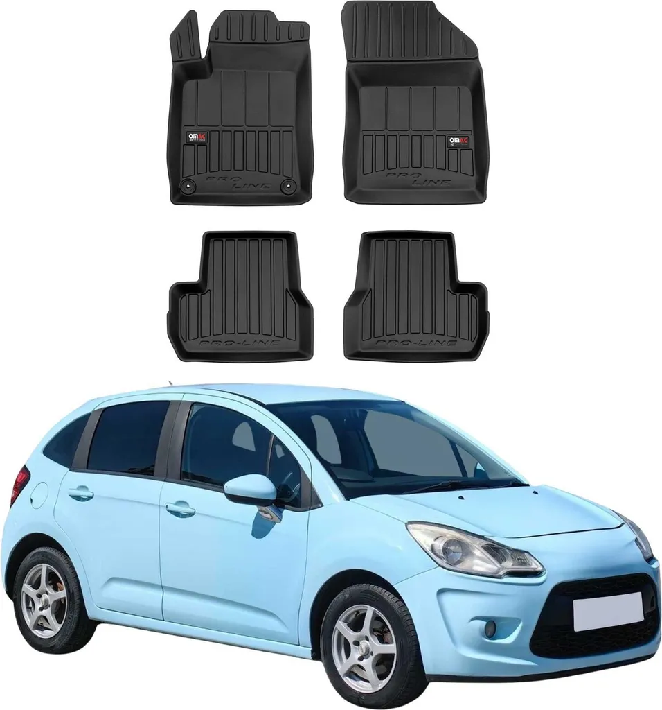 Tappetini Su Misura Citroen C3 2009-2017 Gomma 3D TPE Nera Set