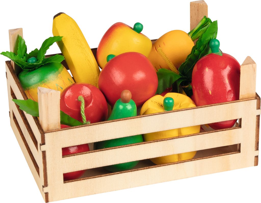 Caisse en bois Goki avec 10 fruits et légumes Image du produit 