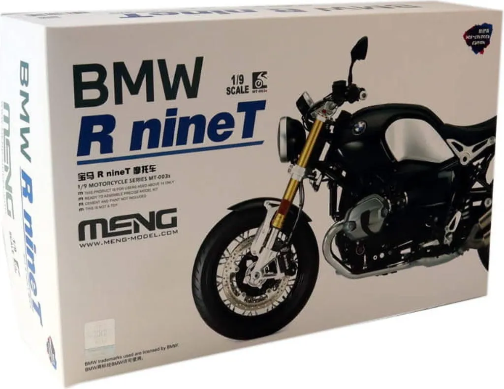 Maquette Moto BMW R nineT MENG MT-003s kit de montage pré-peint 1:9