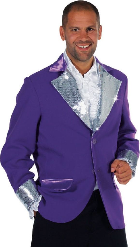 M210234-10-M lila Herren Pailletten Jackett Discojacke Gr.M