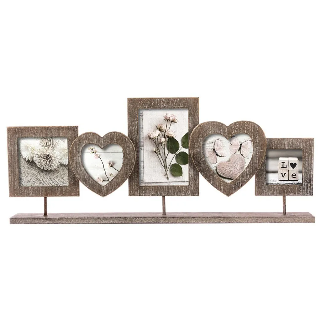 Cadre bois pour 5 photos - Décoration murale famille et souvenirs