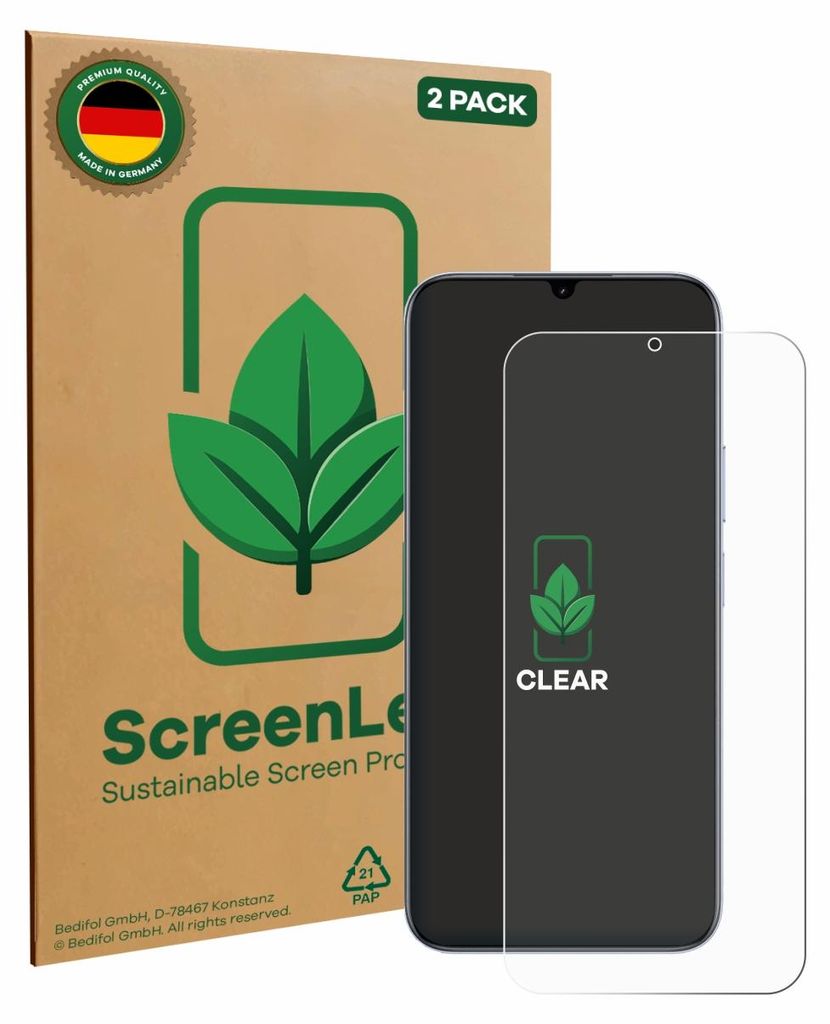 2x ScreenLeaf Schutzfolie für realme C83 5G nachhaltiger Displayschutz Display Schutz Folie Klar Transparent