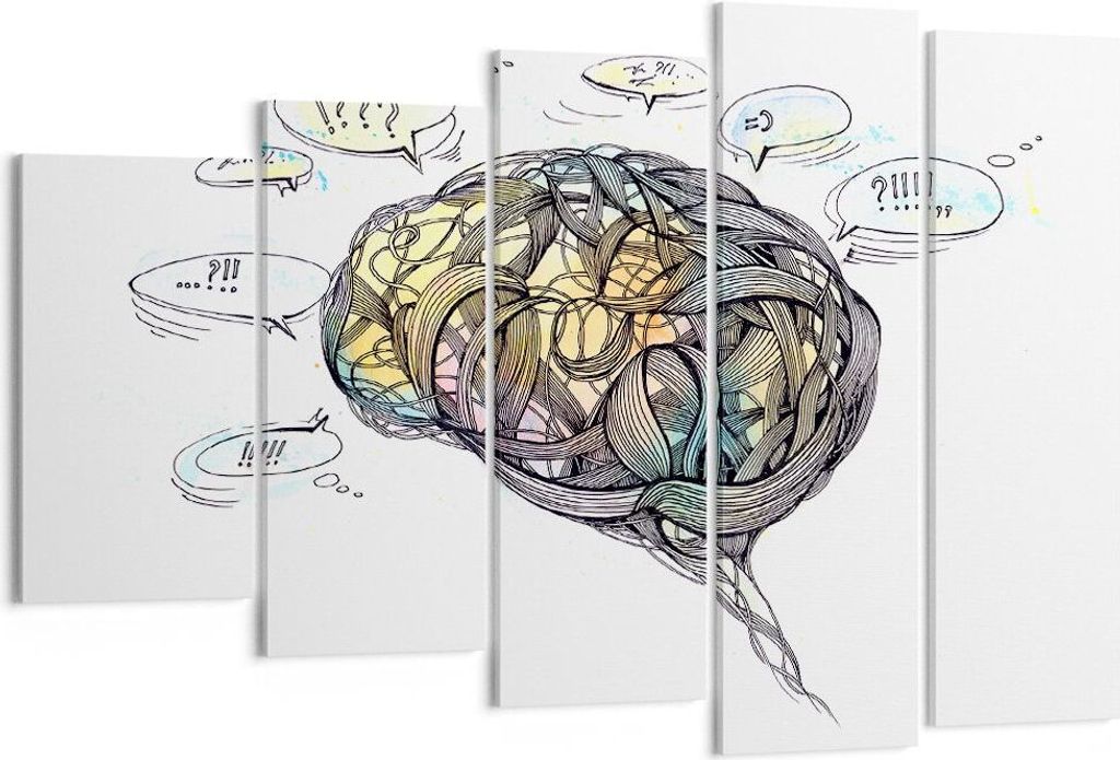 Bild auf Leinwand - Leinwandbild - Gehirn Bildung Experiment Illustration - 150x100cm - Wand Bild - Wanddeko - Leinwanddruck - Bilder - Kunstdruck ...