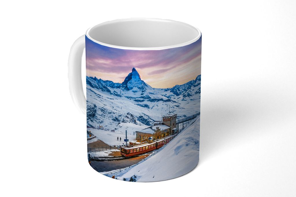 KitchenYeah Tasse Kaffeetasse Kaffeebecher 350 ml Alpen - Schnee - Zug Teetasse - Fototasse - Becher - Keramikbecher - Teebecher - Kaffeetasse - ...