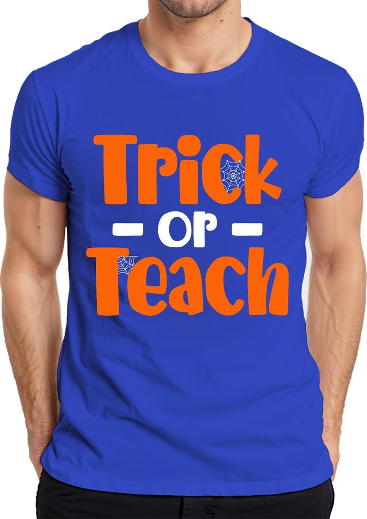 Trick or Teach Halloween Lehrer Geschenk Lustig Schule Unterricht Herren T-Shirt, Blau, 3XL