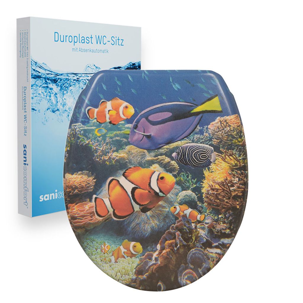 sanicomfort WC-Sitz Aquarium, Duroplast, mit Absenkautomatik