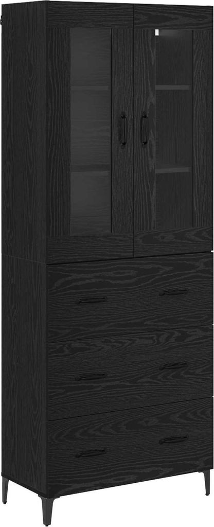 Highboard Schwarz Eichen-Optik 69,5 x 34 x 180 cm Holzwerkstoff