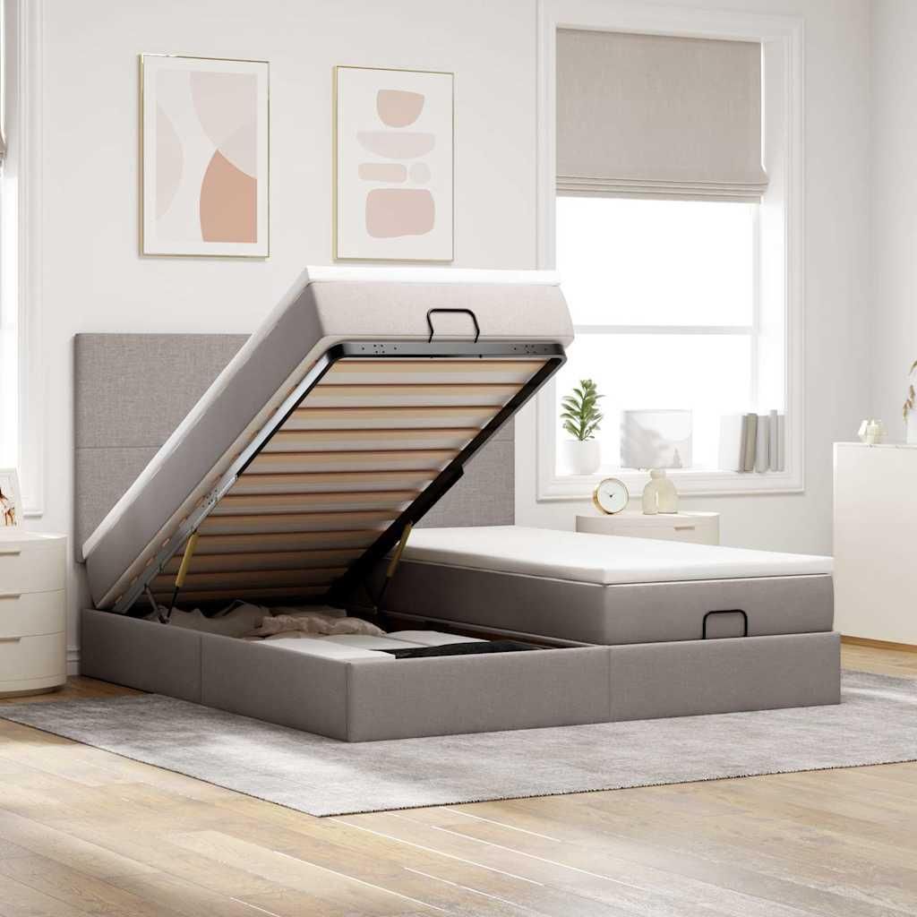 Maison Exclusive - Ottoman-Bett mit Matratzen & LEDs Taupe 160x200 cm Stoff
