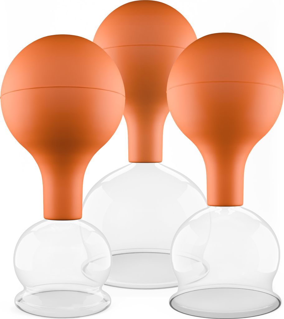 Pulox Schröpfgläser Set aus Echtglas 3 Stück. diverse Größen groß Braun