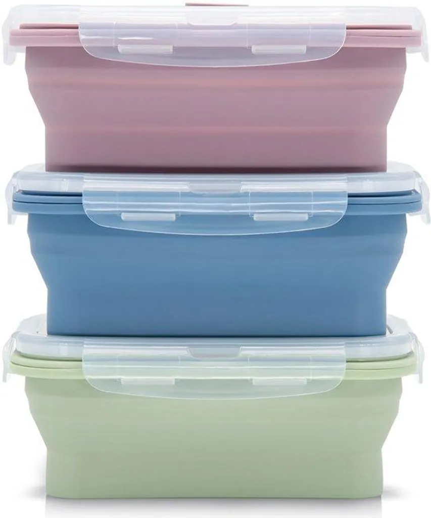 Boîtes à Repas en Silicone 1200ml pour Camping et Randonnée - Set de 3