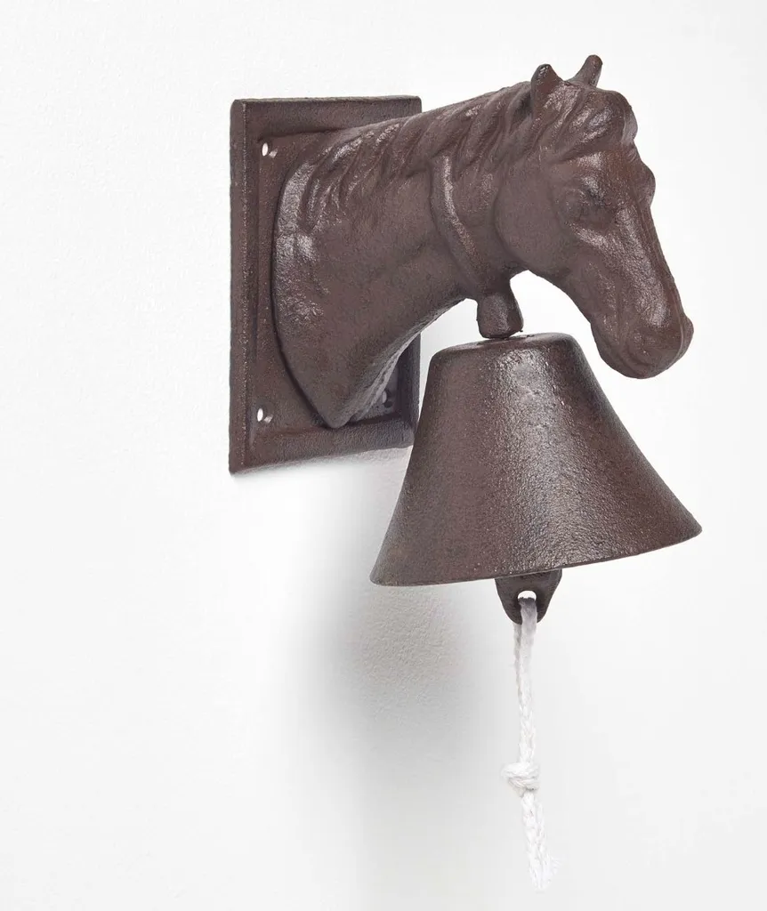 Cloche murale extérieure tête de cheval en fonte pour entrée de garage