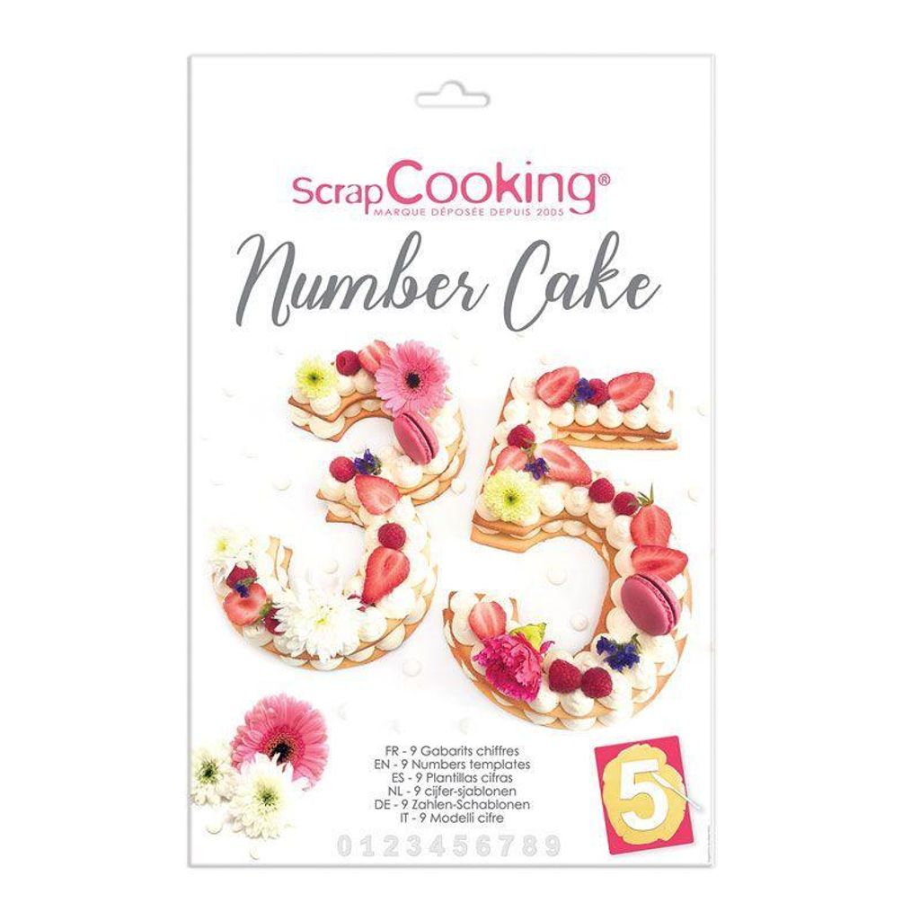 Packaging for a number cake template set.