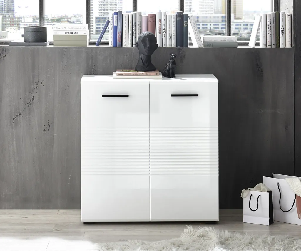 Buffet bas blanc laqué BC 1065 commode de rangement design 80x83cm