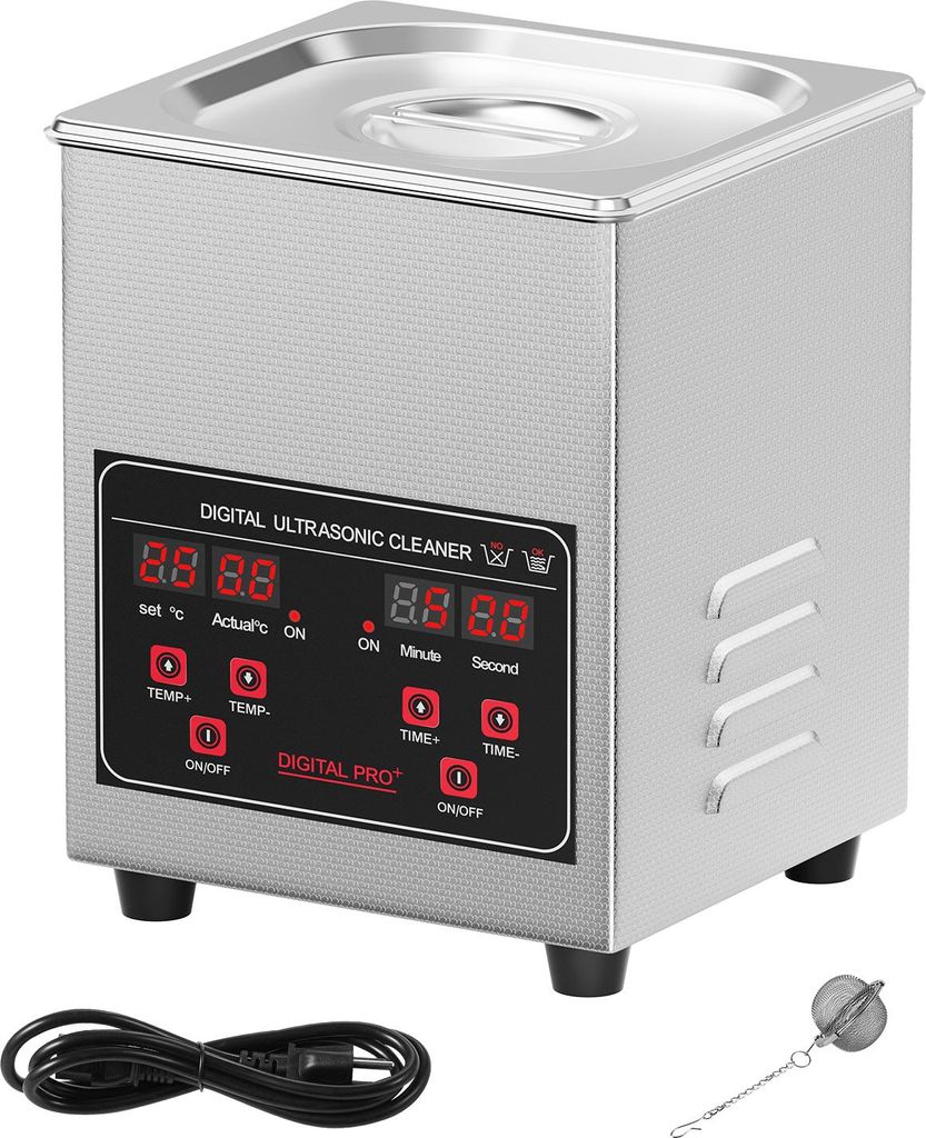 SucceBuy Ultraschallreiniger 1,3 L mit 60 W Leistung, digitaler 40-kHz-Reinigungsmaschine mit Timer und Heizung, ideal für Uhrgläser, Schmuck, In...