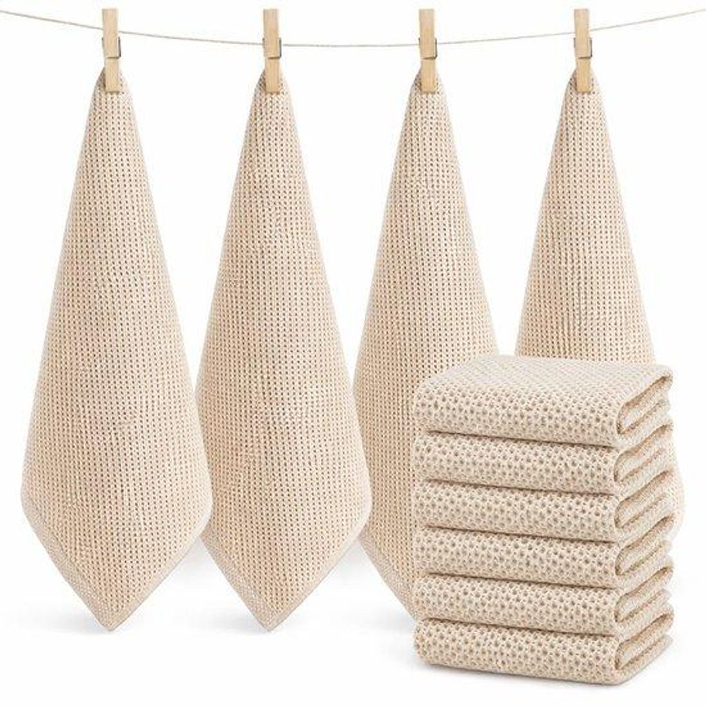 Ultiluxe Theedoeken Set - 6 Vaatdoeken aus 100% Baumwolle - Extra weiche Küchentücher - Beige - 30 x 30 cm