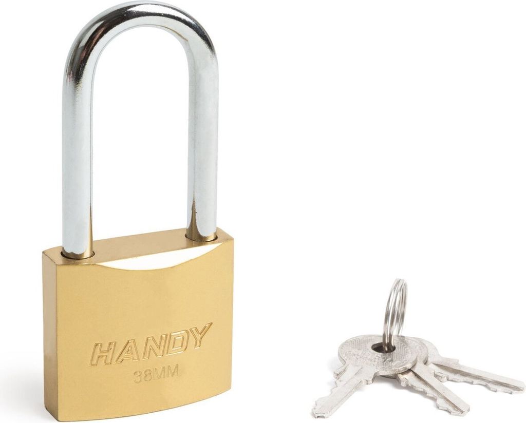 HANDY - Vorhängeschloss 38MM mit hohem Bügel - Schließ- 6MM - mit 3 Schlüsseln - Kofferschloss