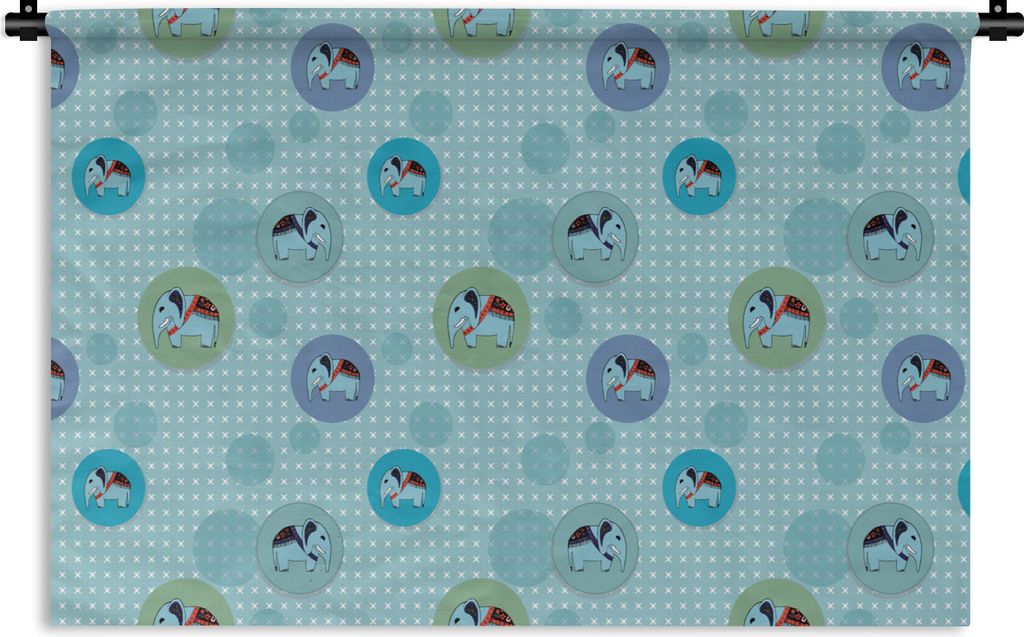 MuchoWow Wandteppich Wandbehang Elefant - Punkte - Design 150x100 cm Tapisserie Dekoration Wandtuch - Waschbar - Tapisserien - Wand-Decke