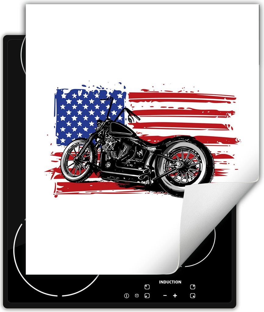 DarHaus Herdabdeckplatte 45x52 cm Anti Rutsch Matte Aufrollbar, Motor - Harley