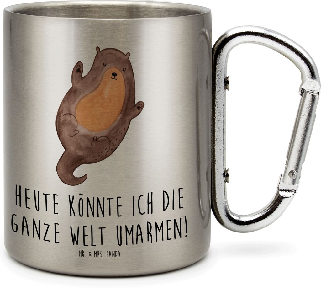 Mr. & Mrs. Panda Thermobecher Otter Umarmen - Transparent - Geschenk, Optimistisch, glücklich, Edelstahl, Campingtasse, Seeotter See, Teetasse, gu...