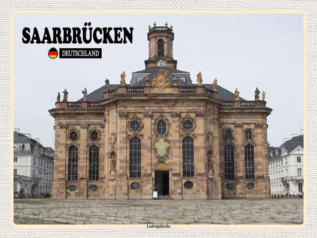 vianmo Holzschild 30x40 cm Saarbrücken Ludwigskirche Bildmotiv Reisemotiv Abenteuer Reisen