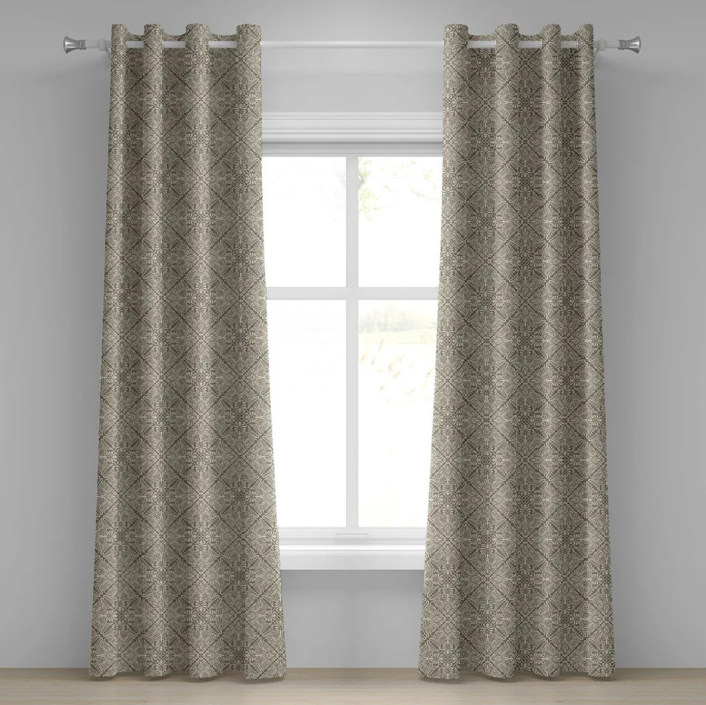 Tenda Damasco Bizantino ABAKUHAUS 280x225cm Tortora & Beige
