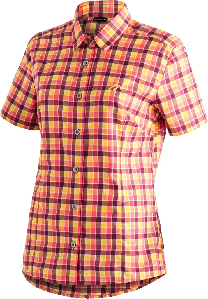 Maier Sports Philina Chemise Séchage Rapide Rouge Jaune à Carreaux 38