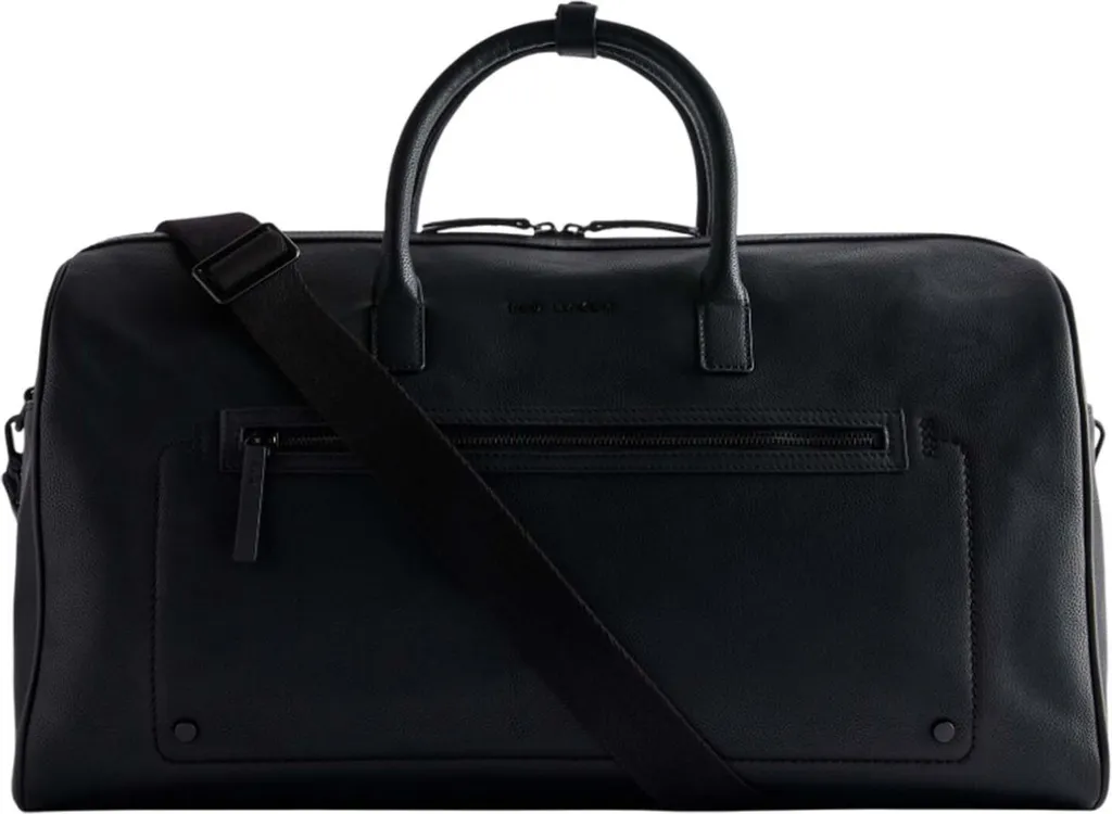 Ted Baker Landers Sac de Voyage en Cuir Recyclé Noir Holdall Élégant