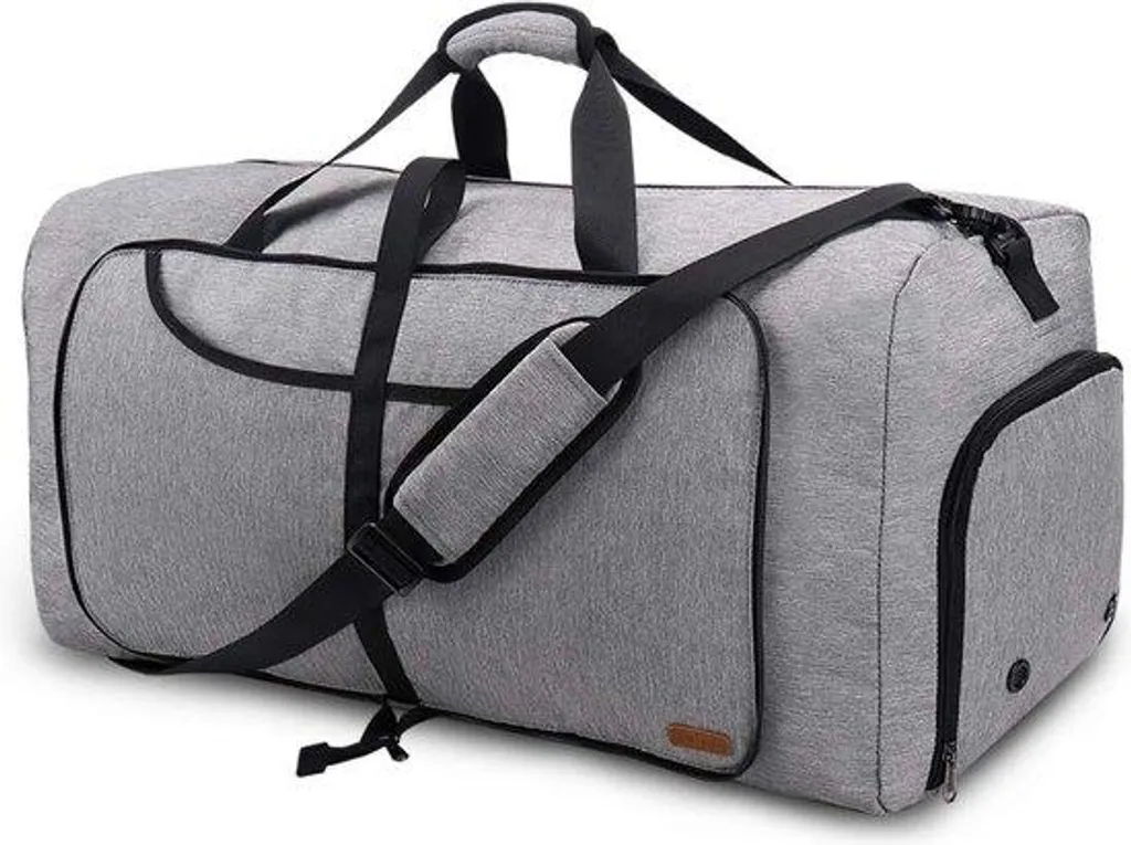 Grand sac de week-end sport gris imperméable et pliable format 80 L