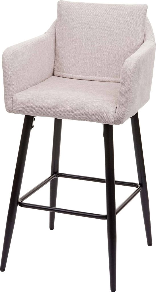 Barhocker HWC-H93, Barstuhl Tresenhocker, Fußablage Metall Stoff/Textil creme-beige