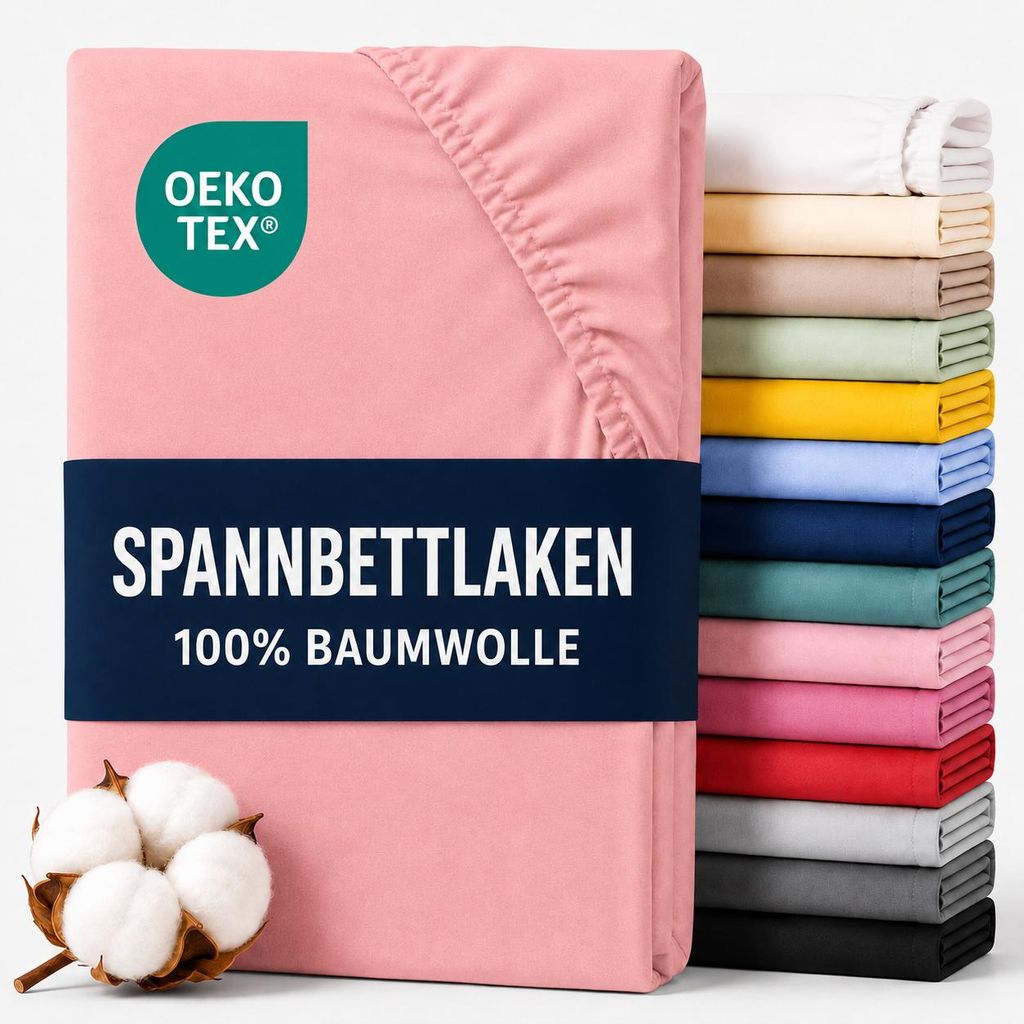 Komfortec Jersey Spannbettlaken 90x200 cm, 100% Baumwolle, Produktbild  KI-generiertes Bild