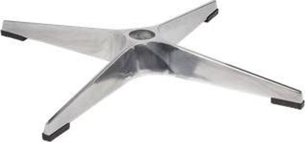 Stuhlbasis „DELTA” | Aluminium poliert | 4-armig mit schwarzen Kunststofffüßen | Ø660 mm | Für Gasfeder Ø50 mm | Elegante Gussbasis für B...