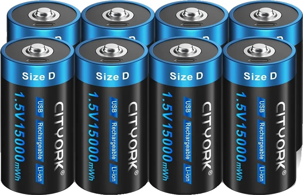 Batterie rechargeable D Lithium USB 1.5V haute capacité format LR20 jaune