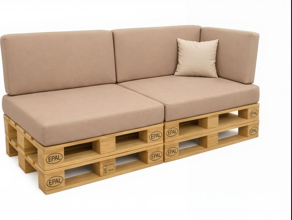 Setgarden Comfort Palettenkissen 6er Set Outdoor 120x80x10cm Sitzkissen + Rückenkissen 120x40x10cm 1tlg Beige