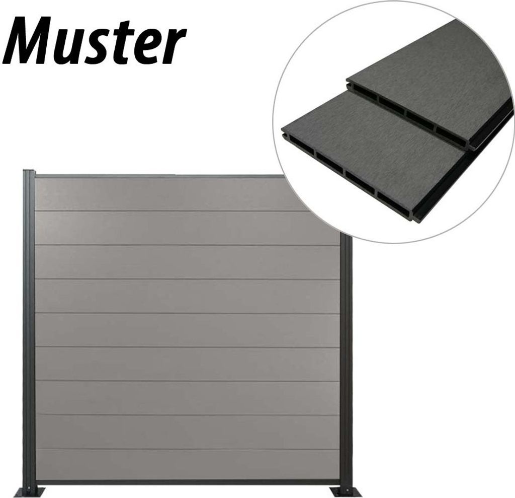 Muster WPC Zaun / Sichtschutz / Steckzaun, 20 x 200 mm, grau