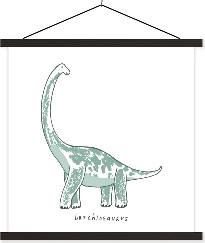 MuchoWow Textilposter Kinderzimmer - Dinosaurier - Brachiosaurus - Junge - Mädchen - Kinder 120x120 cm mit schwarzem Rahmen - Aufhängungsset