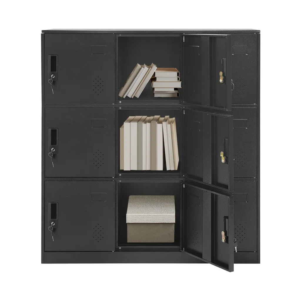 Armoire 9 portes sécurisée contre le vol - Rangement dossiers noir pro