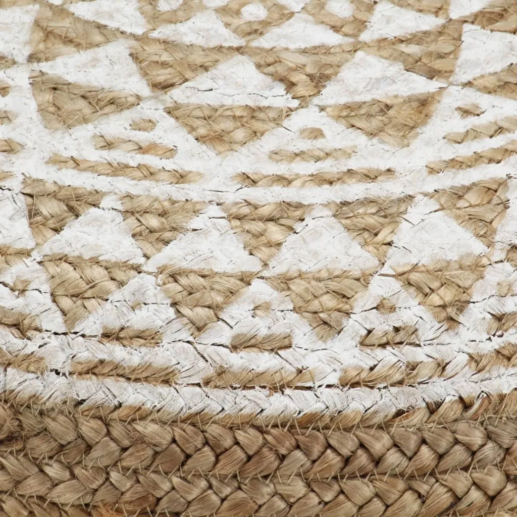 Pouf Rond en Jute Blanc Repose-pieds Tressé à la Main 45x30 cm vidaXL