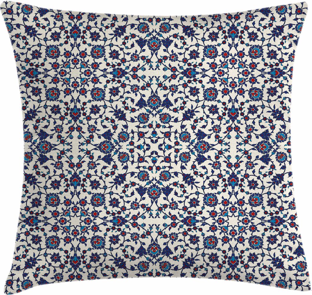 ABAKUHAUS Orient Kissenbezug, Marokkanisches Blumenmuster mit viktorianischem Rokoko barockem Design, 60 x 60 cm, Vermilion Indigo