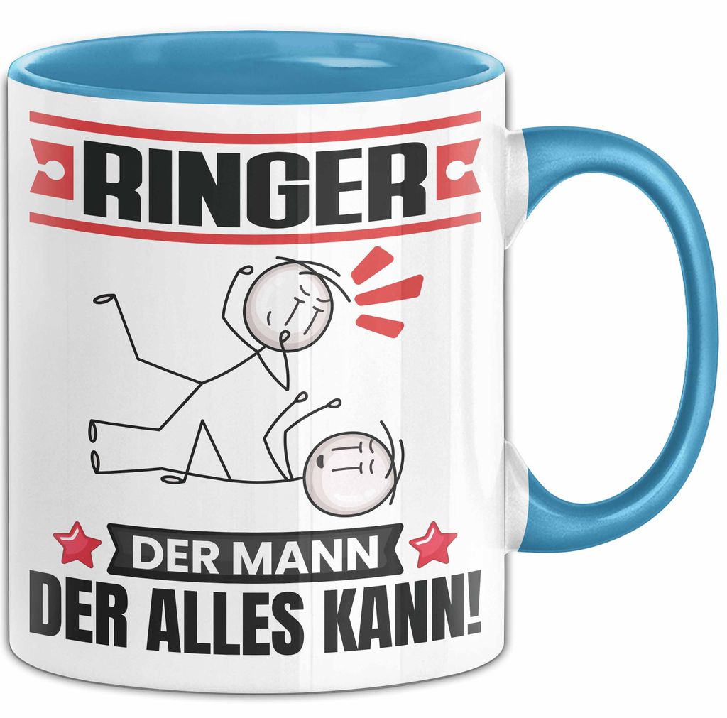 Ringer Tasse Geschenk für Ringer Der Mann Der Alles Kann Geschenkidee zum Geburtstag (Blau)
