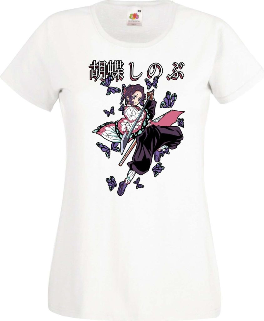 Damen T-Shirt Anime Manga Demon Anime Slayer Shinobu Kocho 02 Shinobu, Lady S / Weiß