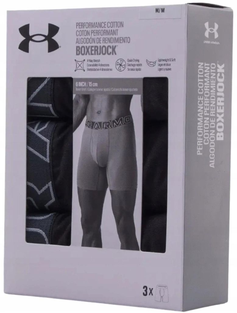 Under Armour Performance Bawełna 6 in 3-Pack Boxerjock - Zdjęcie produktu 