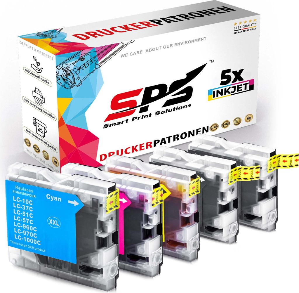 5er Multipack Set kompatibel für Brother MFC-235C Druckerpatronen LC-970 LC-1000