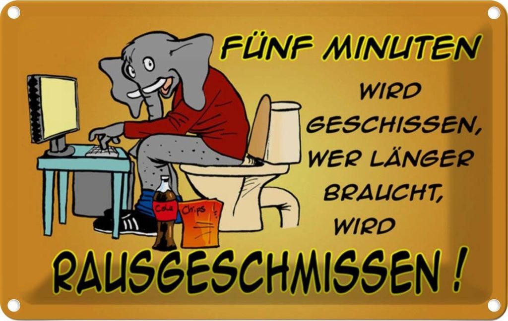 vianmo Blechschild 20x30 cm fünf Minuten wird geschissen Elefant Spruch Zitat