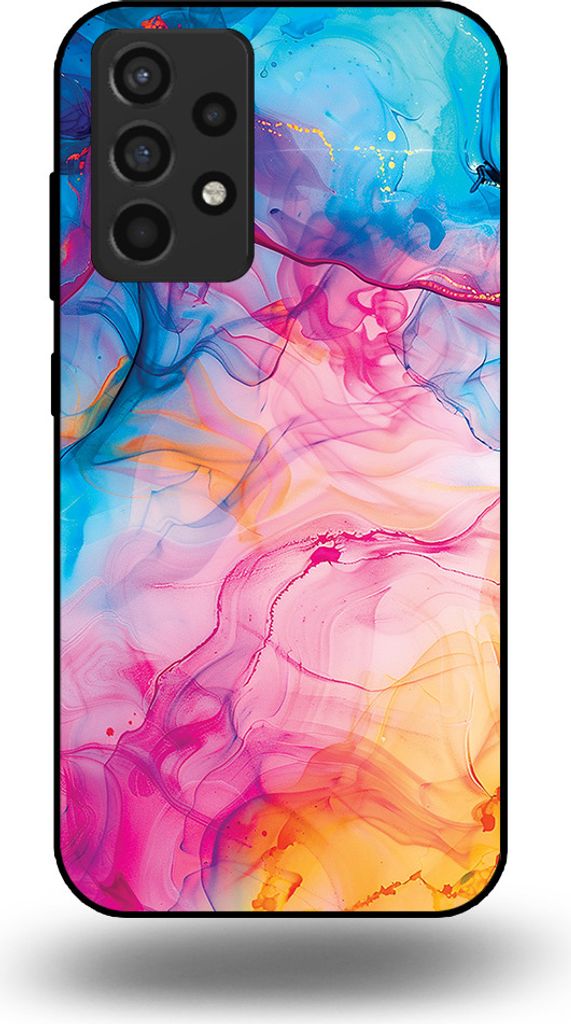 Smartphonica Handyhülle Geeignet für Samsung Galaxy A52 5G mit Regenbogen-Acryl-Marmor-Druck - TPU-Hülle Regenbogen-Acryl-Marmor-Design